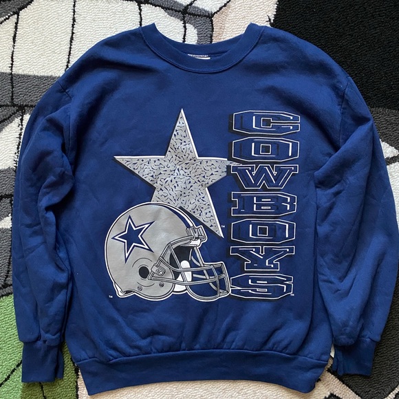 Vintage 90s Dallas Cowboys￼ ￼Football NFL Crewneck Sweatshirt Navy Blue Size XL - Picture 1 of 4